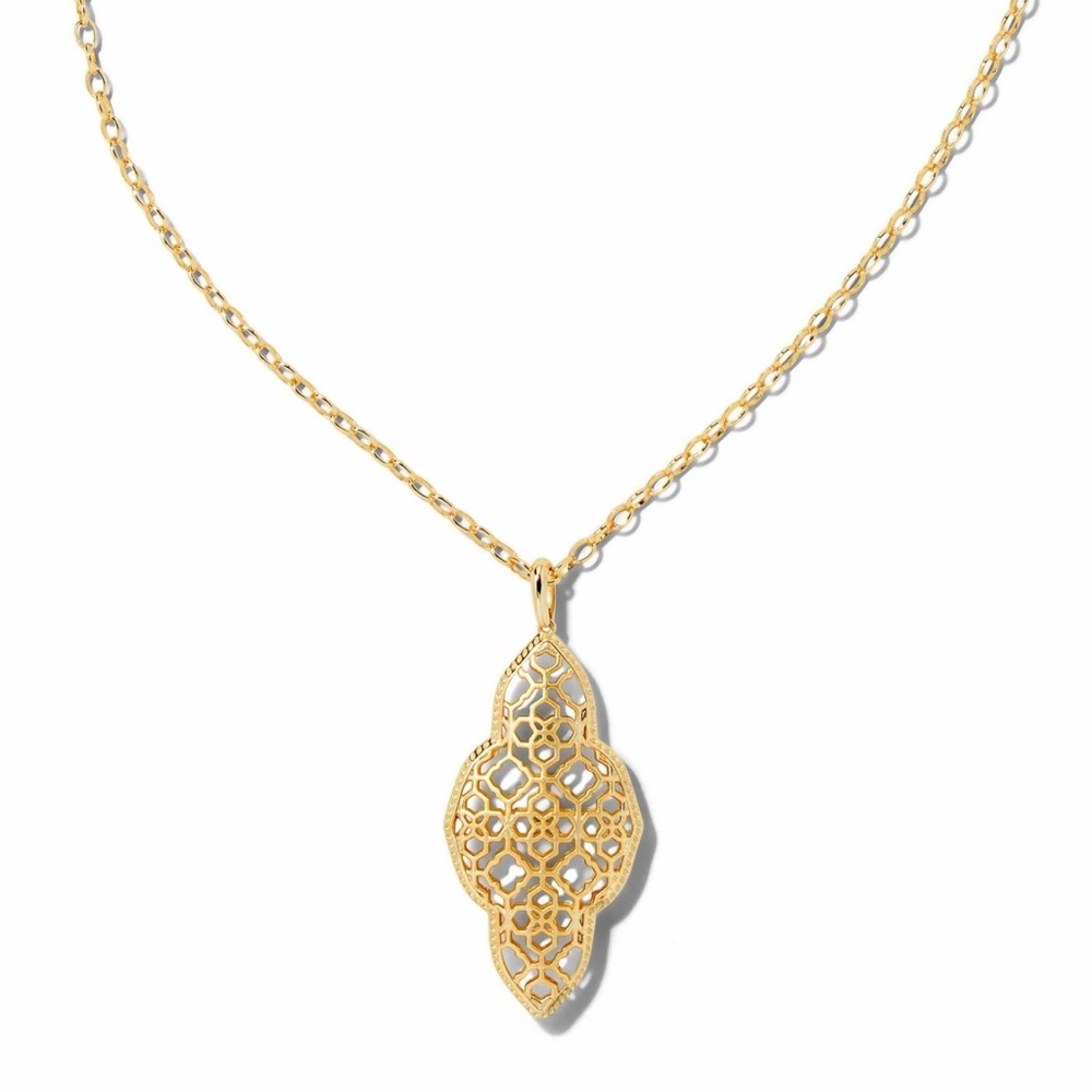 Kendra Scott Gold Filigree Long Pendant Necklace